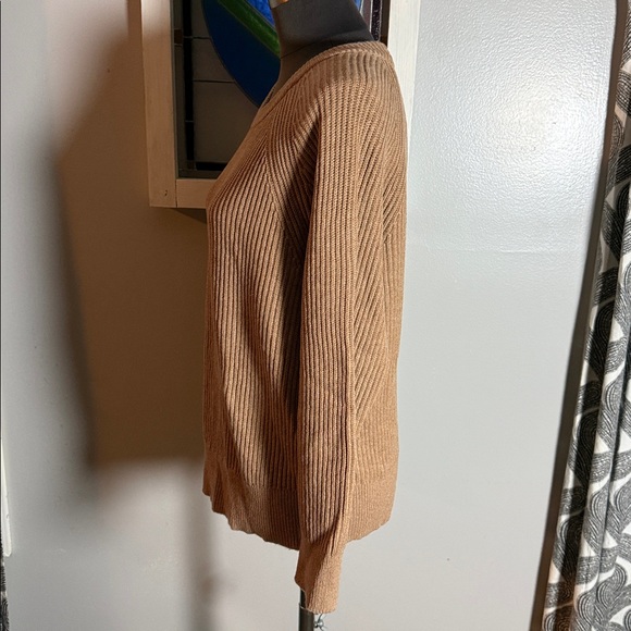 J Crew 100% Cashmere Tan Rib Knit Sweater SZ M - Picture 3 of 6